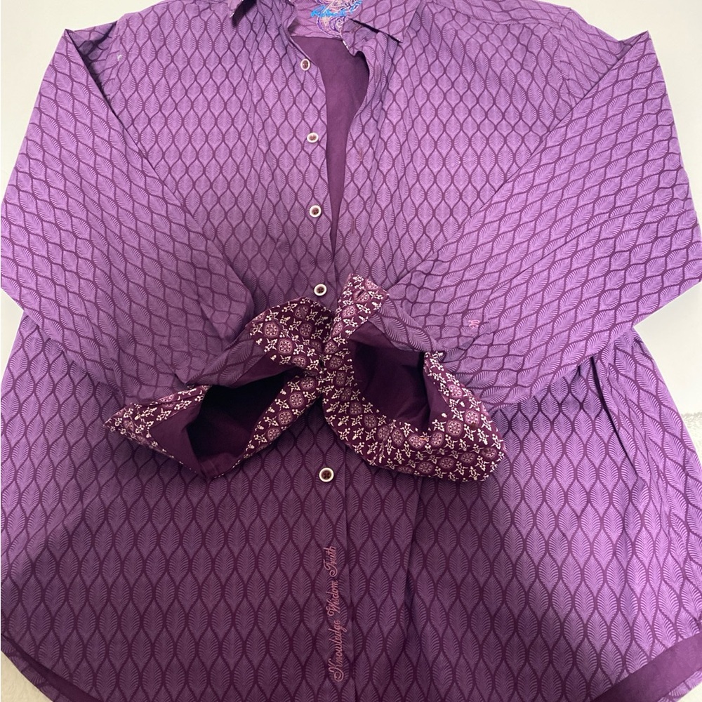 Robert Graham Purple Leaf Pattern Shirt